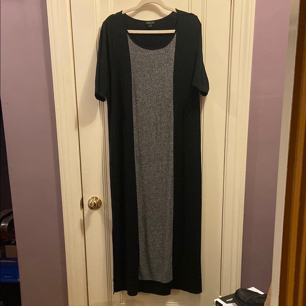 Casual Black and Gray short Sleeve Maxi Dress